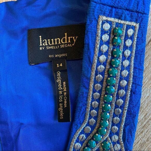 NWT!  Laundry sleeveless Tide Pool blue dress 14 - Picture 3 of 11